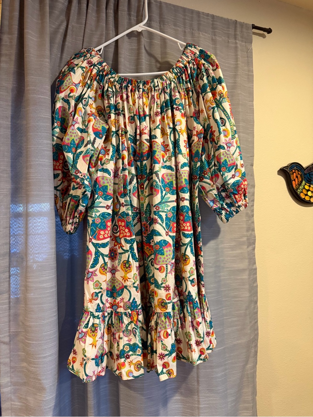 LA DoubleJ Multicolor Floral Printed Off-Shoulder Dress